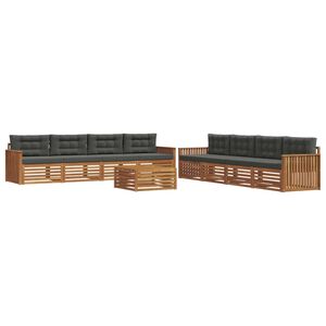 vidaXL Комплект дивани за открито 9 pcs Натурален и Антрацит
