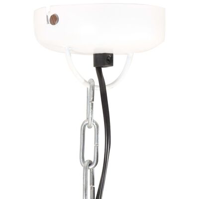 vidaXL Индустриална пенделна лампа бяла желязо и дърво масив 23 см E27