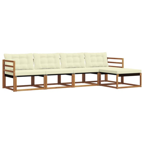 vidaXL Комплект дивани за открито 5 pcs Натурален и Крема