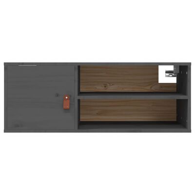 vidaXL Стенен шкаф, сив, 80x30x30 см, борово дърво масив