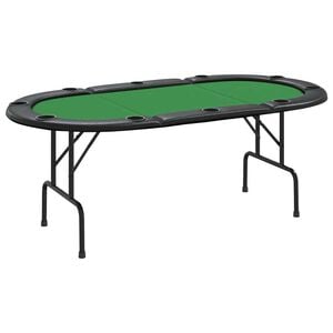 vidaXL Сгъваема покер маса за 10 играча, зелена, 207x106x76 см