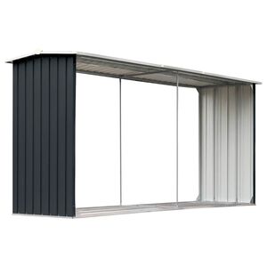 vidaXL Навес за дърва, поцинкована стомана, 330x92x153 см, антрацит