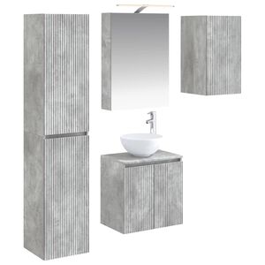 vidaXL Комплект шкафове за баня 5 pcs Бетонно сиво 50 x 14,5 x 70 см