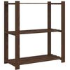 vidaXL 3-етажен стелаж за съхранение, кафяв, 80x38x90 см, бор масив