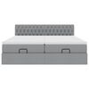vidaXL Османска легло с матрак и LED, светлосиво, 200x200 см, плат