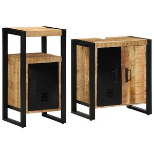 vidaXL Комплект мебели за баня 2 бр. Кафяв и черен 55 x 35 x 60 см