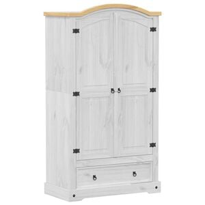 vidaXL Гардероб "Corona" бял 102x52x186 см бор масив