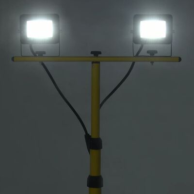 vidaXL LED прожектор със статив, 2x10 W, студено бяло