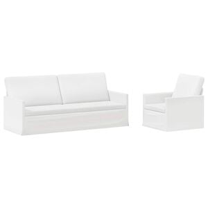 vidaXL Комплект дивани 2 pcs Бяло Текстил