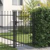 vidaXL Оградна порта BOXTEL с единична врата с шипове отгоре, стомана, 1x1,5 м, черна