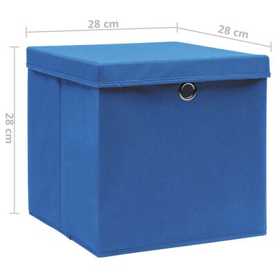 vidaXL Кутии за съхранение с капаци 4 бр 28x28x28 см сини