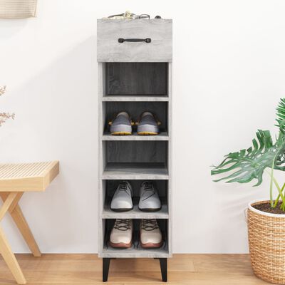 vidaXL Шкаф за обувки, сив сонома, 30x35x105 см, инженерно дърво