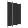 vidaXL Параван за стая, 3 панела, черен, 150x220 см, плат