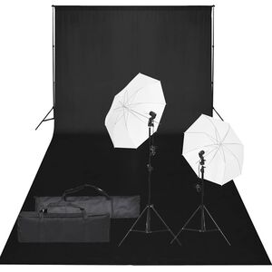 vidaXL Фотографски комплект за студио с комплект лампи и фон