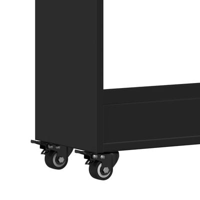 vidaXL Шкаф с колелца, черен, 60x22x79 см, инженерно дърво