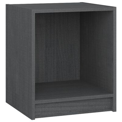 vidaXL Нощни шкафчета, 2 бр, сиви, 35,5x33,5x41,5 см, бор масив
