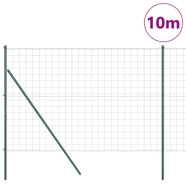 vidaXL Ограда с пост Зелен 1,5 x 10 m Стомана