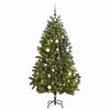 vidaXL Изкуствена коледна елха с шарнири, 300 LED и топки, 300 см