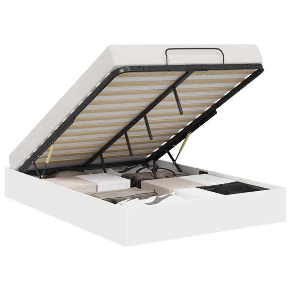 vidaXL Отоманско легло Бял 203 x 150 x 25 см Инженерен дървен материал