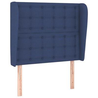 vidaXL Горна табла за легло с уши, синя, 103x23x118/128 см, плат