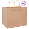 vidaXL Хартиени торбички 50 бр с дръжки кафяви 32x22x28 см