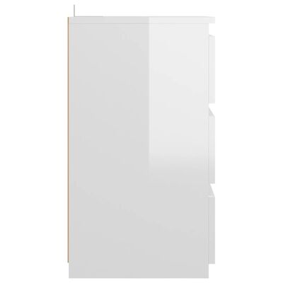 vidaXL Нощно шкафче, бял гланц, 40x35x62,5 см, ПДЧ