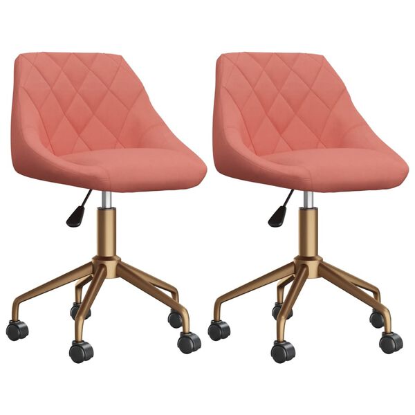 vidaXL Въртящи трапезни столове, 2 бр, розови, кадифе