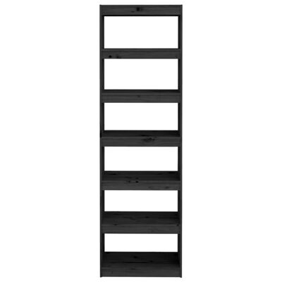 vidaXL Библиотека/разделител за стая, черна, 60x30x199,5 см, бор масив
