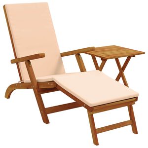 vidaXL Сгъваем и reclining шезлонг 2 pcs Бежово Солидно акациево дърво