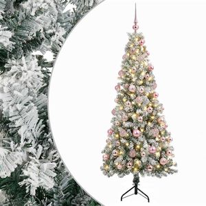 vidaXL Изкуствена коледна елха с топки 180 см 300 LED светодиода
