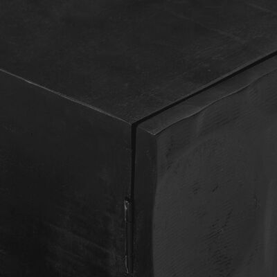vidaXL ТВ шкаф, черен, 110x30x40 см, масивно мангово дърво и желязо