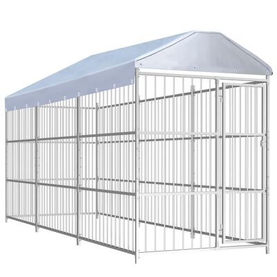vidaXL Външна клетка за кучета с покрив, 450x150x200 см
