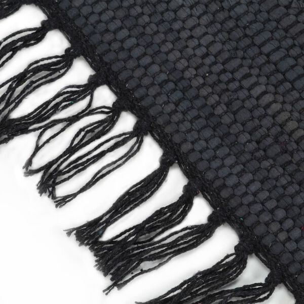 vidaXL Ръчно тъкан Chindi килим, памук, 120x170 см, антрацит