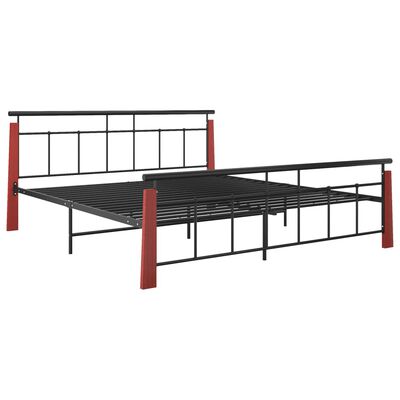 vidaXL Рамка за легло, метал и дъбов масив, 180x200 см