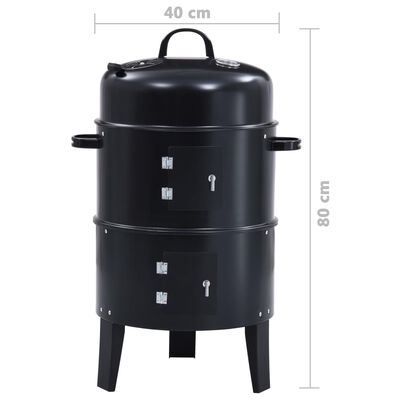 vidaXL Опушвач барбекю грил на дървени въглища 3-в-1 40x80 см