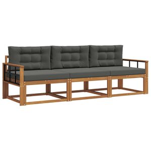 vidaXL Комплект дивани за открито 3 pcs Натурален и Антрацит