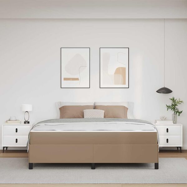 vidaXL Рамка за легло с матрак Капучино 180 x 200 cm текстил