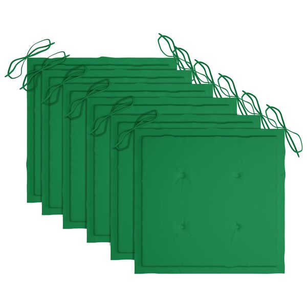 vidaXL Сгъваеми градински столове, 6 бр, с възглавници, акация масив