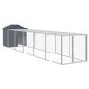vidaXL Клетка за пилета с волиера, антрацит, 117x609x123 см, стомана