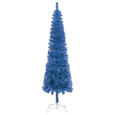 vidaXL Тънка коледна елха, синя, 120 см