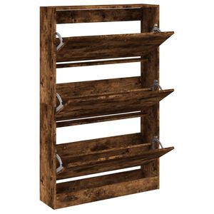 vidaXL Шкаф за обувки, опушен дъб, 80x21x125,5 см, инженерно дърво