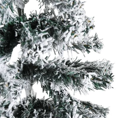 vidaXL Тънка изкуствена половин коледна елха с флокиран сняг 120 см