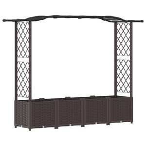vidaXL Повдигнато легло с решетка и покривка Кафяво 204 x 40 x 138 см