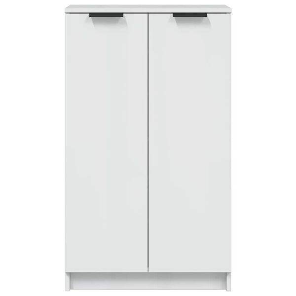 vidaXL Шкаф за обувки, бял гланц, 59x35x100,5 см, инженерно дърво