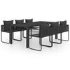 vidaXL Градински трапезен комплект, 7 части, PVC ратан, черен