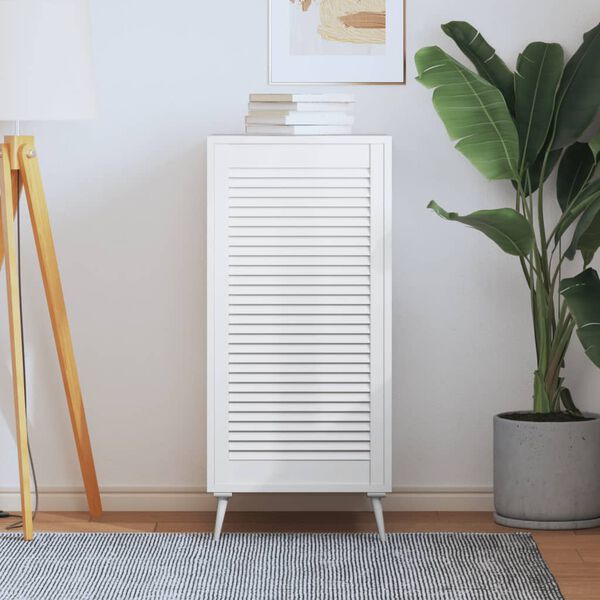 vidaXL Врата за шкаф с решетен дизайн, бяла, 99,3x49,4 см, бор масив