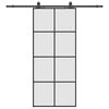 vidaXL Плъзгаща се врата с обков черна 90x205 см ESG стъкло