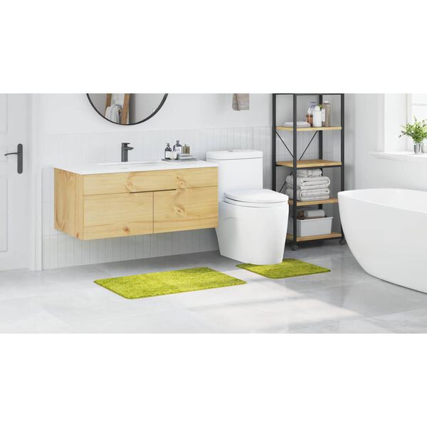 vidaXL Комплект антислип килими за баня 2 pcs Зелен ПП