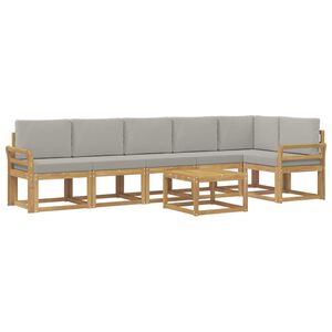 vidaXL Комплект дивани за открито 7 pcs Бяло и светлосиво