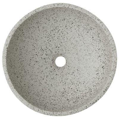 vidaXL Мивка за плот, сива, кръгла, Φ41x14 см, керамика